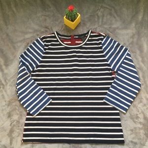 J. Crew Red, White, and Blue Striped Zip Back Top